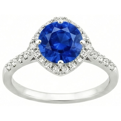 Natural Real ( Not Lab Grown )  Round Gemstone From Sri Lanka Halo Ring