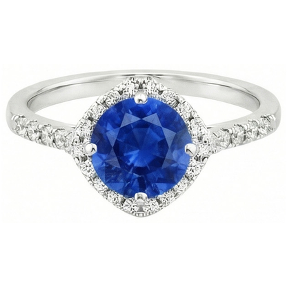 Natural Real ( Not Lab Grown )  Round Gemstone From Sri Lanka Halo Ring