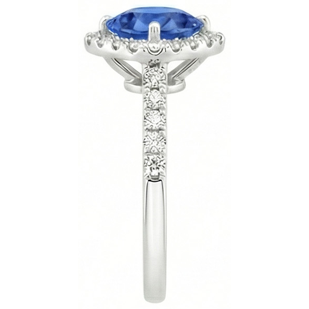 Natural Real ( Not Lab Grown )  Round Gemstone From Sri Lanka Halo Ring