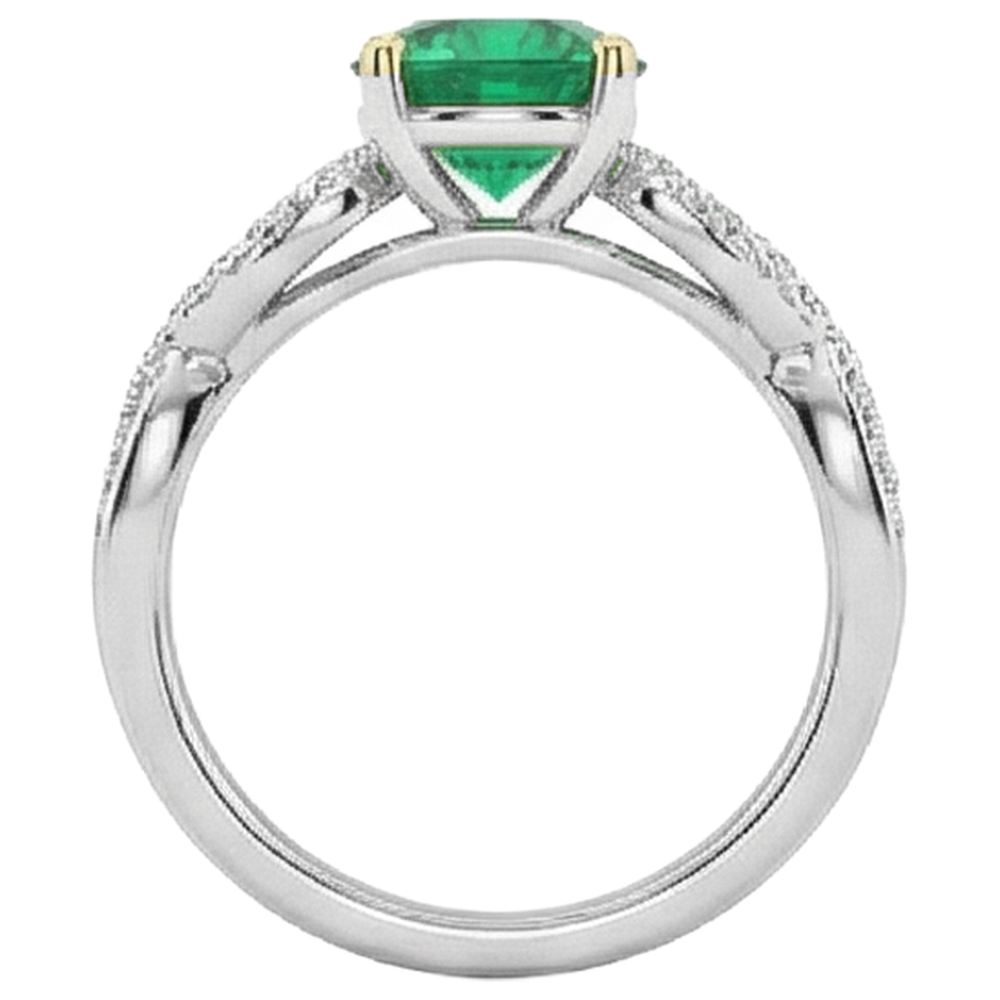 Natural Real ( Not Lab Grown ) Round Gemstone Ring Green Emerald GIA Anniversary Jewelry