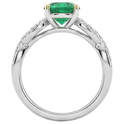 Natural Real ( Not Lab Grown ) Round Gemstone Ring Green Emerald GIA Anniversary Jewelry