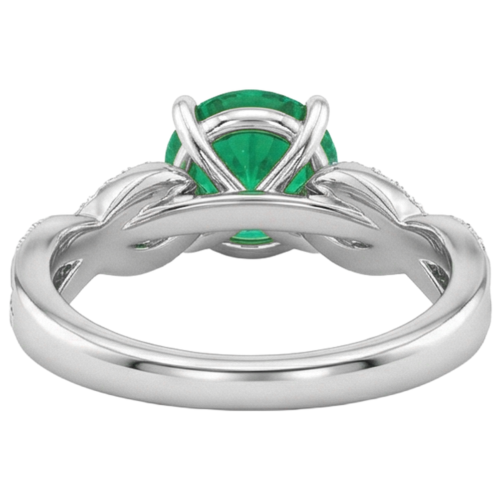Natural Real ( Not Lab Grown ) Round Gemstone Ring Green Emerald GIA Anniversary Jewelry