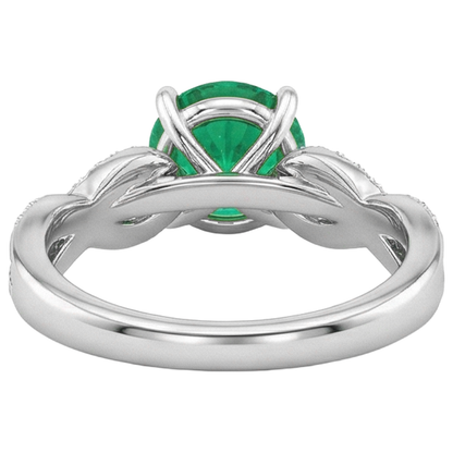 Natural Real ( Not Lab Grown ) Round Gemstone Ring Green Emerald GIA Anniversary Jewelry