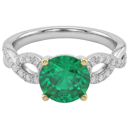 Natural Real ( Not Lab Grown ) Round Gemstone Ring Green Emerald GIA Anniversary Jewelry