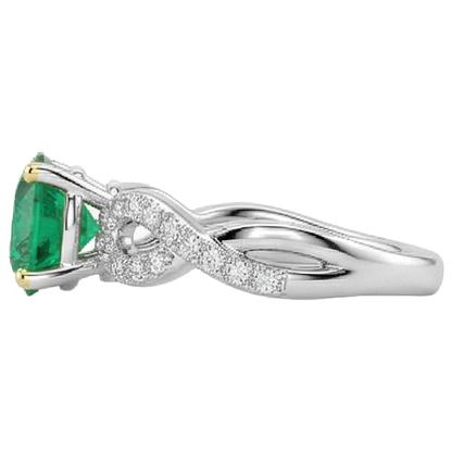 Natural Real ( Not Lab Grown ) Round Gemstone Ring Green Emerald GIA Anniversary Jewelry
