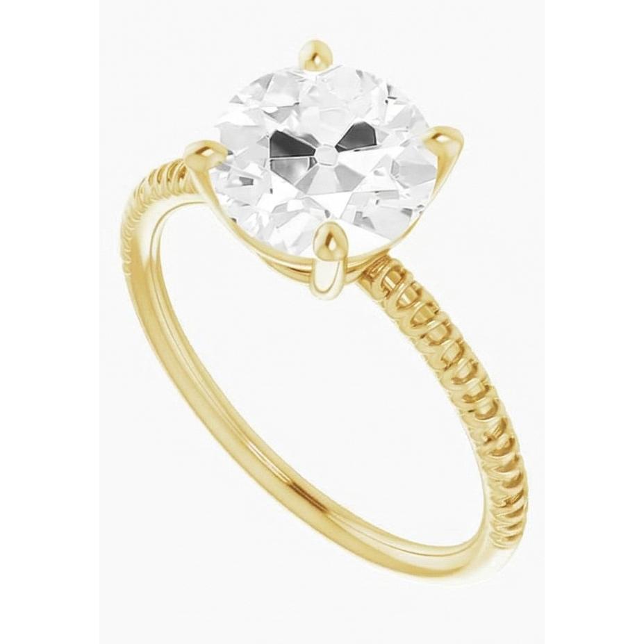 Round Genuine Natural Real Diamond ( Not Lab Grown ) Old Mine Engagement Prong Set Ring 2.50 Carats