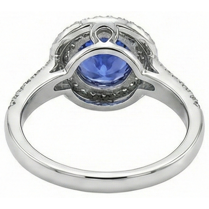Round Genuine Tanzanite Natural Earth Mined Diamonds Split Fancy Ring 2.65 Carats