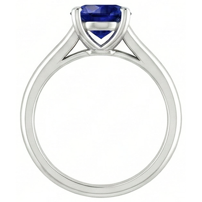 Natural Real ( Not Lab Grown )  Round Gold Solitaire Ceylon Sapphire Ring U Prong Setting 1.50 Carats