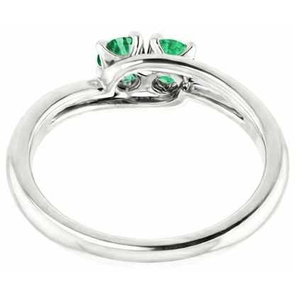 Natural Real ( Not Lab Grown )  Round Green Emerald Bypass Setting Ring 1.60 Carats White Gold 14K
