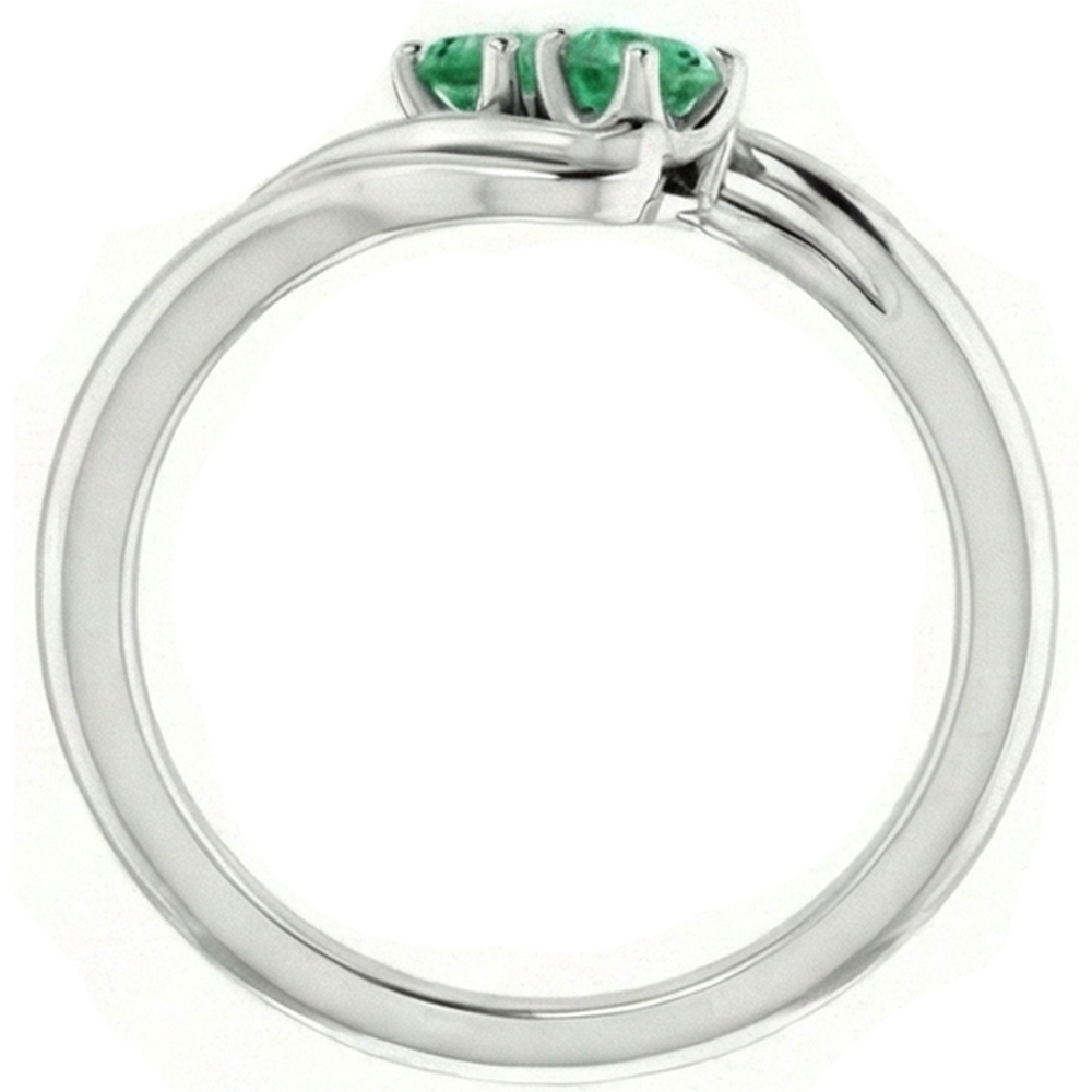 Natural Real ( Not Lab Grown )  Round Green Emerald Bypass Setting Ring 1.60 Carats White Gold 14K