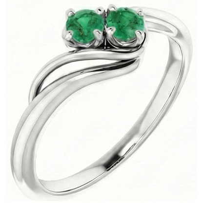 Natural Real ( Not Lab Grown )  Round Green Emerald Bypass Setting Ring 1.60 Carats White Gold 14K