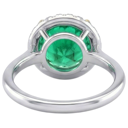 Natural Real ( Not Lab Grown ) Round Green Emerald GIA Engagement Ring Gemstone Jewelry