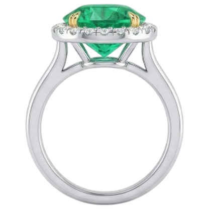 Natural Real ( Not Lab Grown ) Round Green Emerald GIA Engagement Ring Gemstone Jewelry