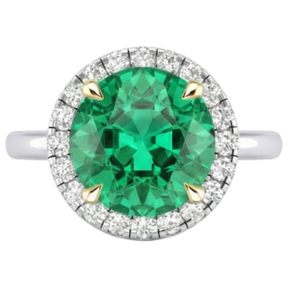 Natural Real ( Not Lab Grown ) Round Green Emerald GIA Engagement Ring Gemstone Jewelry