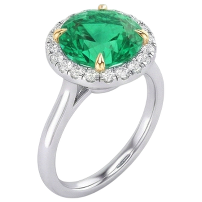 Natural Real ( Not Lab Grown ) Round Green Emerald GIA Engagement Ring Gemstone Jewelry
