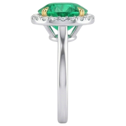 Natural Real ( Not Lab Grown ) Round Green Emerald GIA Engagement Ring Gemstone Jewelry