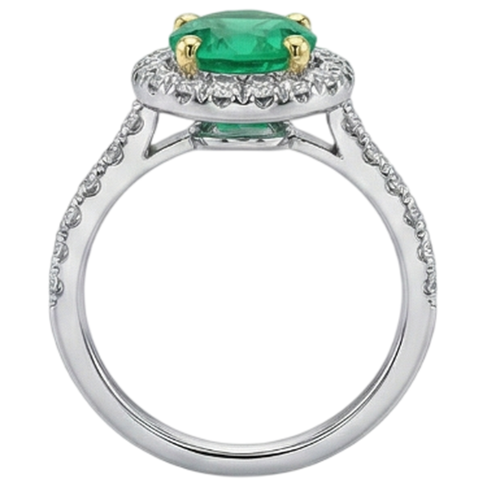 natural round emerald 2.50ct ring profile view