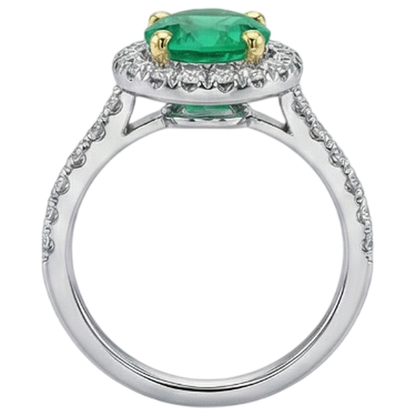 natural round emerald 2.50ct ring profile view