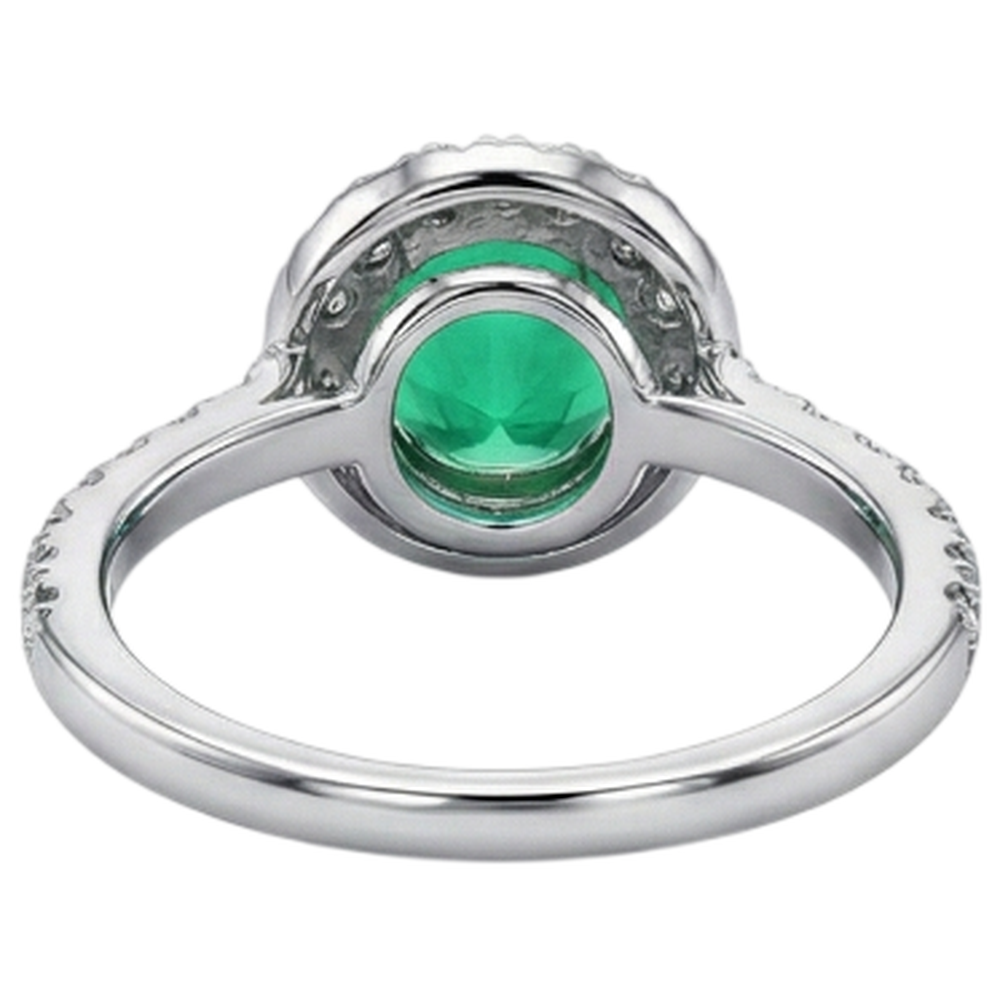 natural round emerald 2.50ct ring on white background