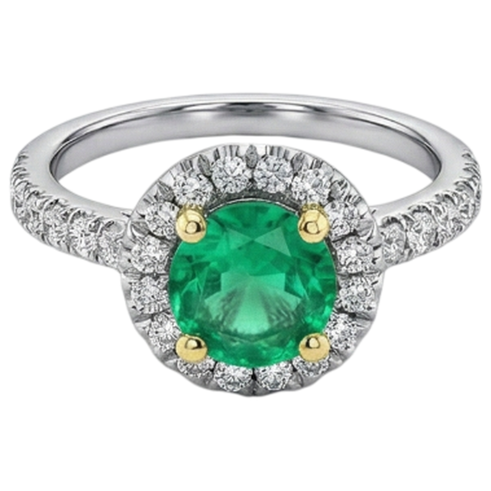 natural round emerald 2.50ct ring side angle