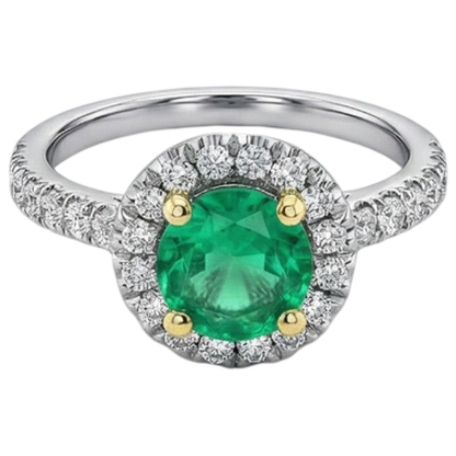 natural round emerald 2.50ct ring side angle