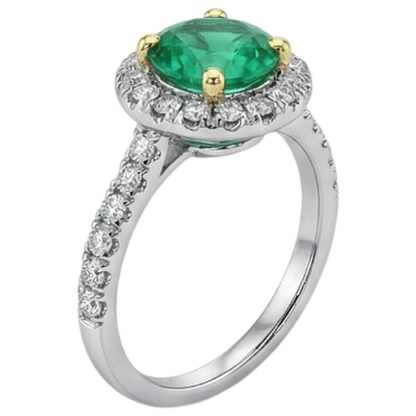 natural round emerald 2.50ct ring close up detail