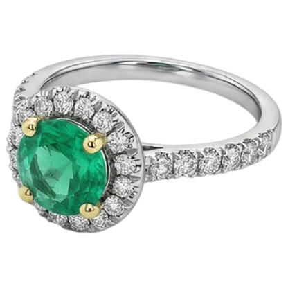 natural round emerald 2.50ct ring top view