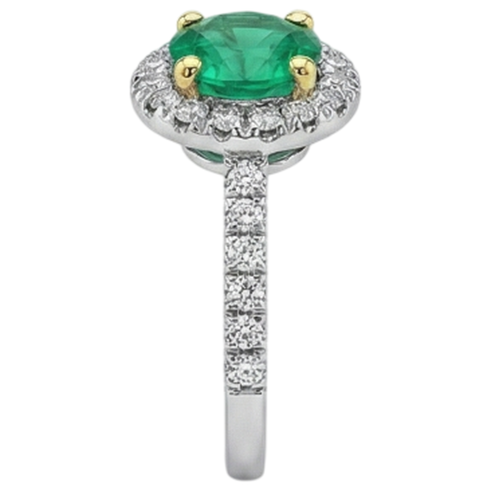 natural round emerald 2.50ct ring with diamond accents