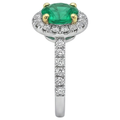 natural round emerald 2.50ct ring with diamond accents