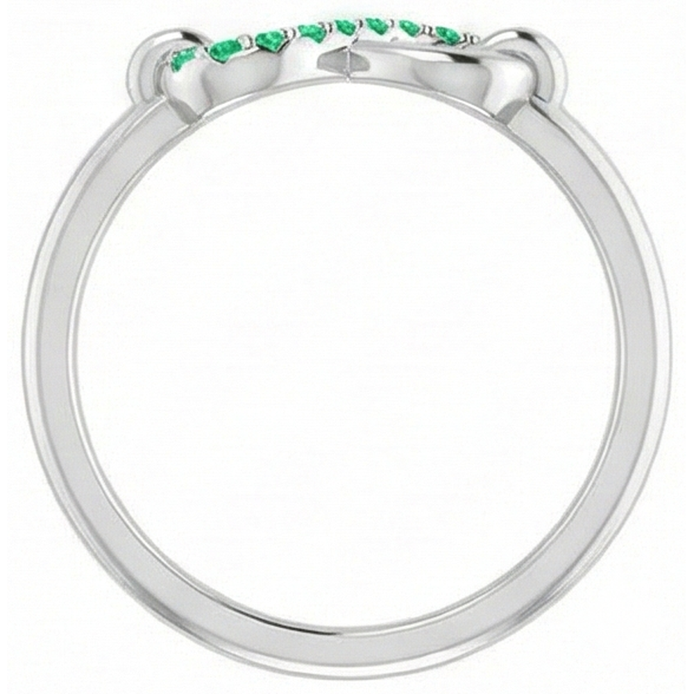 Natural Real ( Not Lab Grown ) Round Green Emerald GIA Promise Ring Infinity 1 Carat White Gold 14K