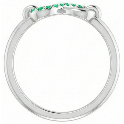 Natural Real ( Not Lab Grown ) Round Green Emerald GIA Promise Ring Infinity 1 Carat White Gold 14K