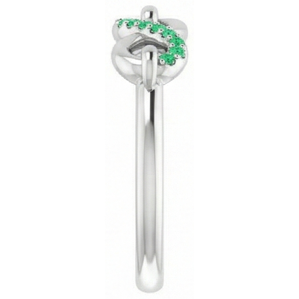 Natural Real ( Not Lab Grown ) Round Green Emerald GIA Promise Ring Infinity 1 Carat White Gold 14K