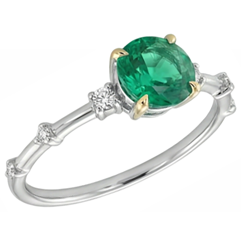 Round Green Emerald GIA Ring Cute Natural Diamond Jewelry