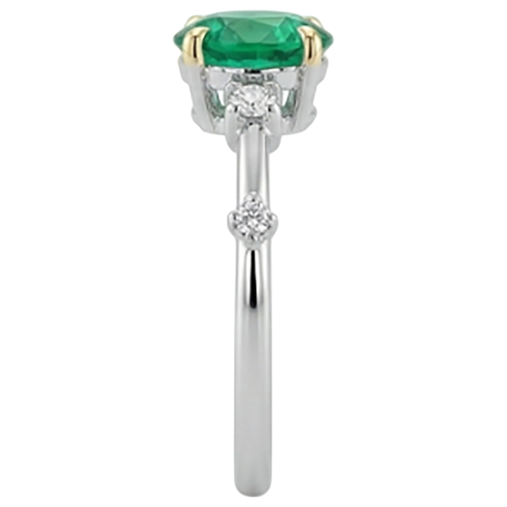 Round Green Emerald GIA Ring Cute Natural Diamond Jewelry