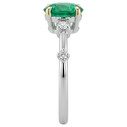 Round Green Emerald GIA Ring Cute Natural Diamond Jewelry