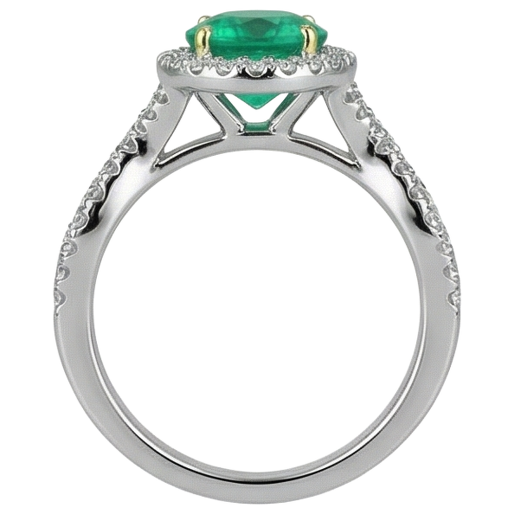 Natural Real ( Not Lab Grown ) Round Green Emerald GIA Ring Diamond Infinity Band