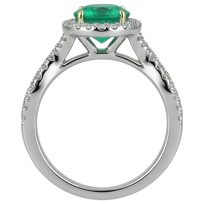 Natural Real ( Not Lab Grown ) Round Green Emerald GIA Ring Diamond Infinity Band
