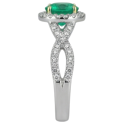Natural Real ( Not Lab Grown ) Round Green Emerald GIA Ring Diamond Infinity Band