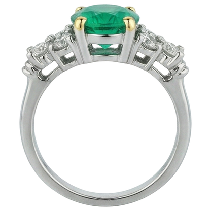 Natural Real ( Not Lab Grown ) Round Green Emerald GIA Ring Diamond Ladies Jewelry