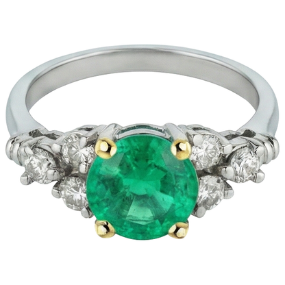 Natural Real ( Not Lab Grown ) Round Green Emerald GIA Ring Diamond Ladies Jewelry