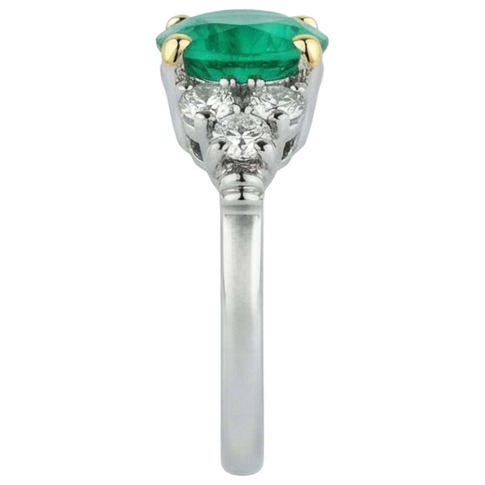 Natural Real ( Not Lab Grown ) Round Green Emerald GIA Ring Diamond Ladies Jewelry