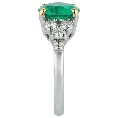 Natural Real ( Not Lab Grown ) Round Green Emerald GIA Ring Diamond Ladies Jewelry