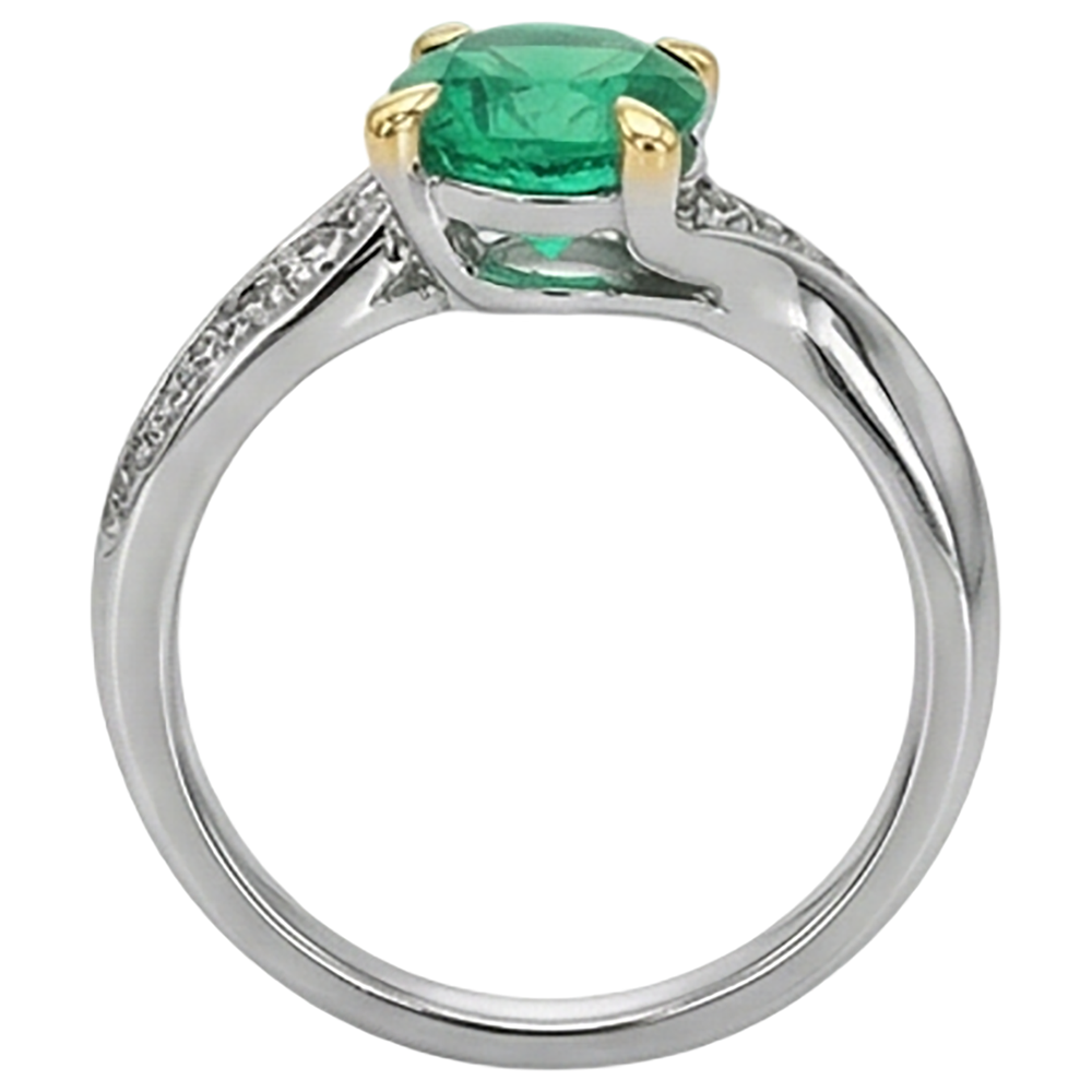 Natural Real ( Not Lab Grown ) Round Green Emerald GIA Ring Eagle Claw Prongs Twisted Shank