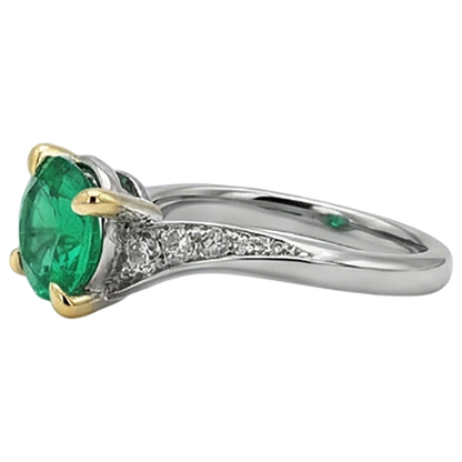 Natural Real ( Not Lab Grown ) Round Green Emerald GIA Ring Eagle Claw Prongs Twisted Shank
