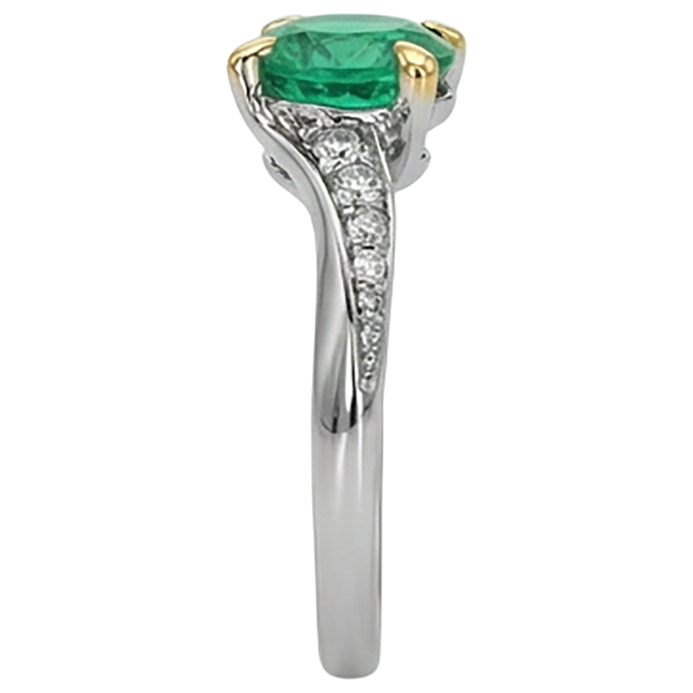 Natural Real ( Not Lab Grown ) Round Green Emerald GIA Ring Eagle Claw Prongs Twisted Shank