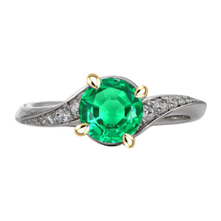 Round Green Emerald Ring Eagle Claw Prongs Twisted Shank