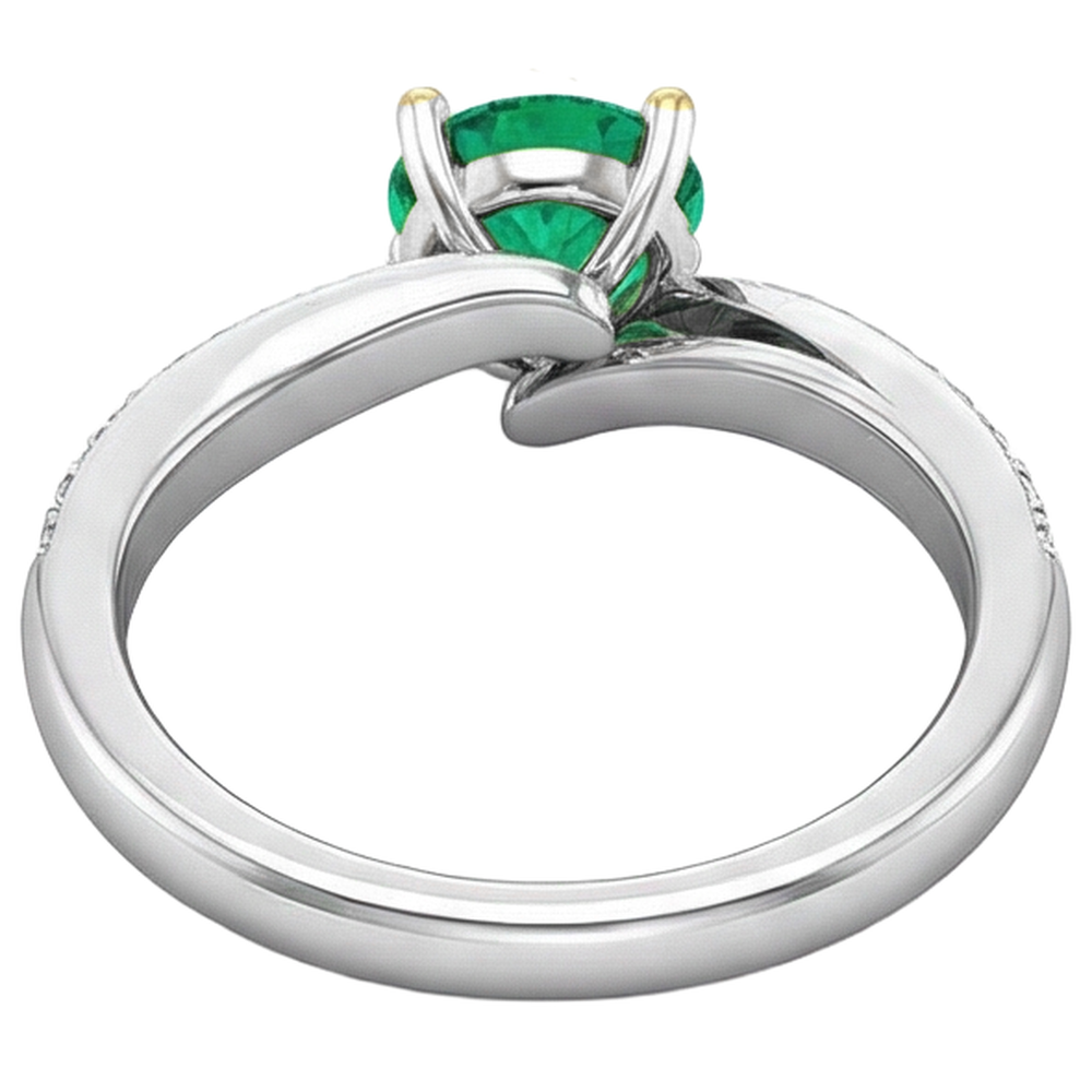 Natural Real ( Not Lab Grown ) Round Green Emerald GIA With Diamonds Ring Split Shank