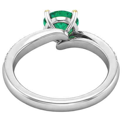 Natural Real ( Not Lab Grown ) Round Green Emerald GIA With Diamonds Ring Split Shank