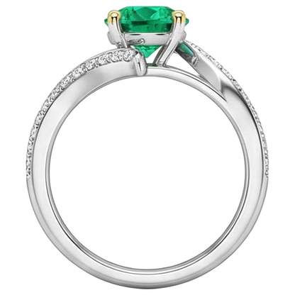 Natural Real ( Not Lab Grown ) Round Green Emerald GIA With Diamonds Ring Split Shank