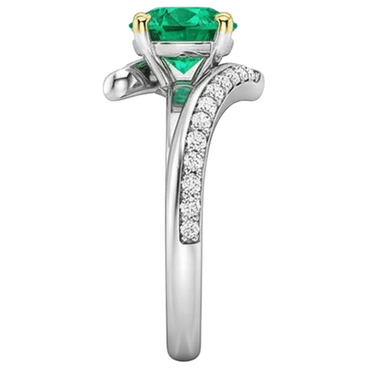 Natural Real ( Not Lab Grown ) Round Green Emerald GIA With Diamonds Ring Split Shank